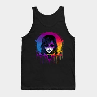 Cool Goth Girl Rainbow Neon Colors Rave Design Tank Top